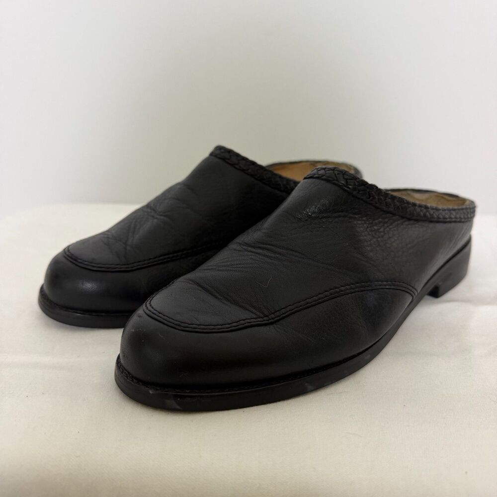 Ariat Leather Slip On Mules Clogs Womens Size 8.5 Western Comfort Braided Black